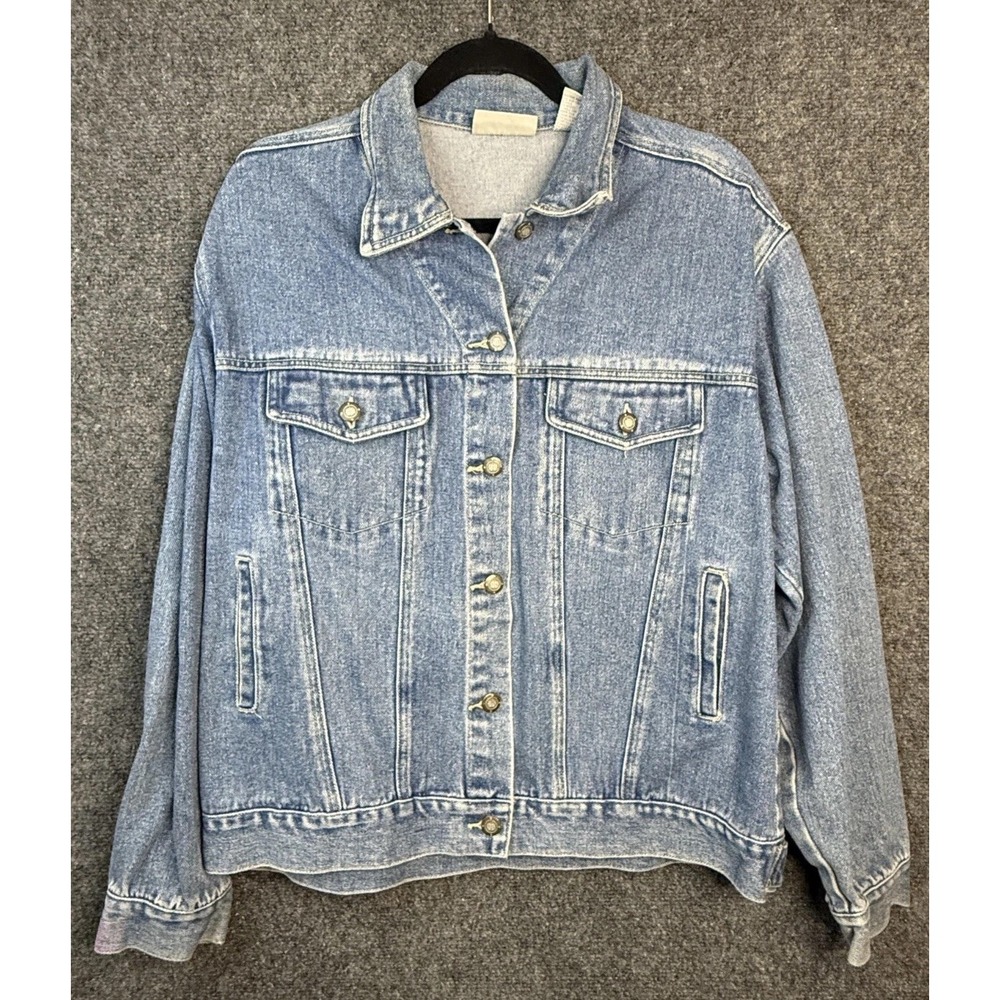 Vintage Bill Blass Jeans Denim Trucker Jacket Women's Large Long Sleeve